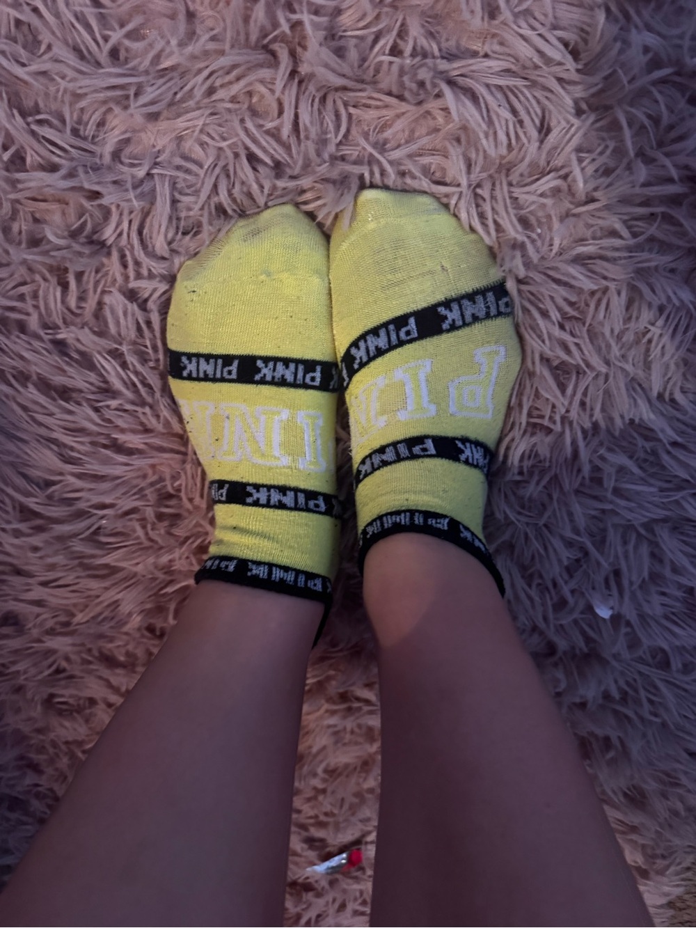 PINK Victoria's Secret Neon Yellow Low-Cut Athletic Socks
